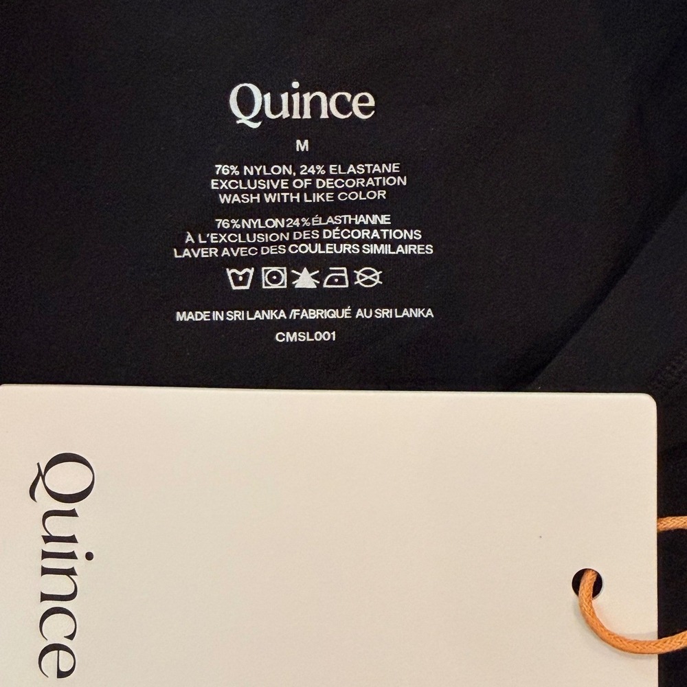 Quince Bodysuit Second Skin T Shirt Crewneck Stretch Travel Date Black Med NWT - Picture 9 of 9